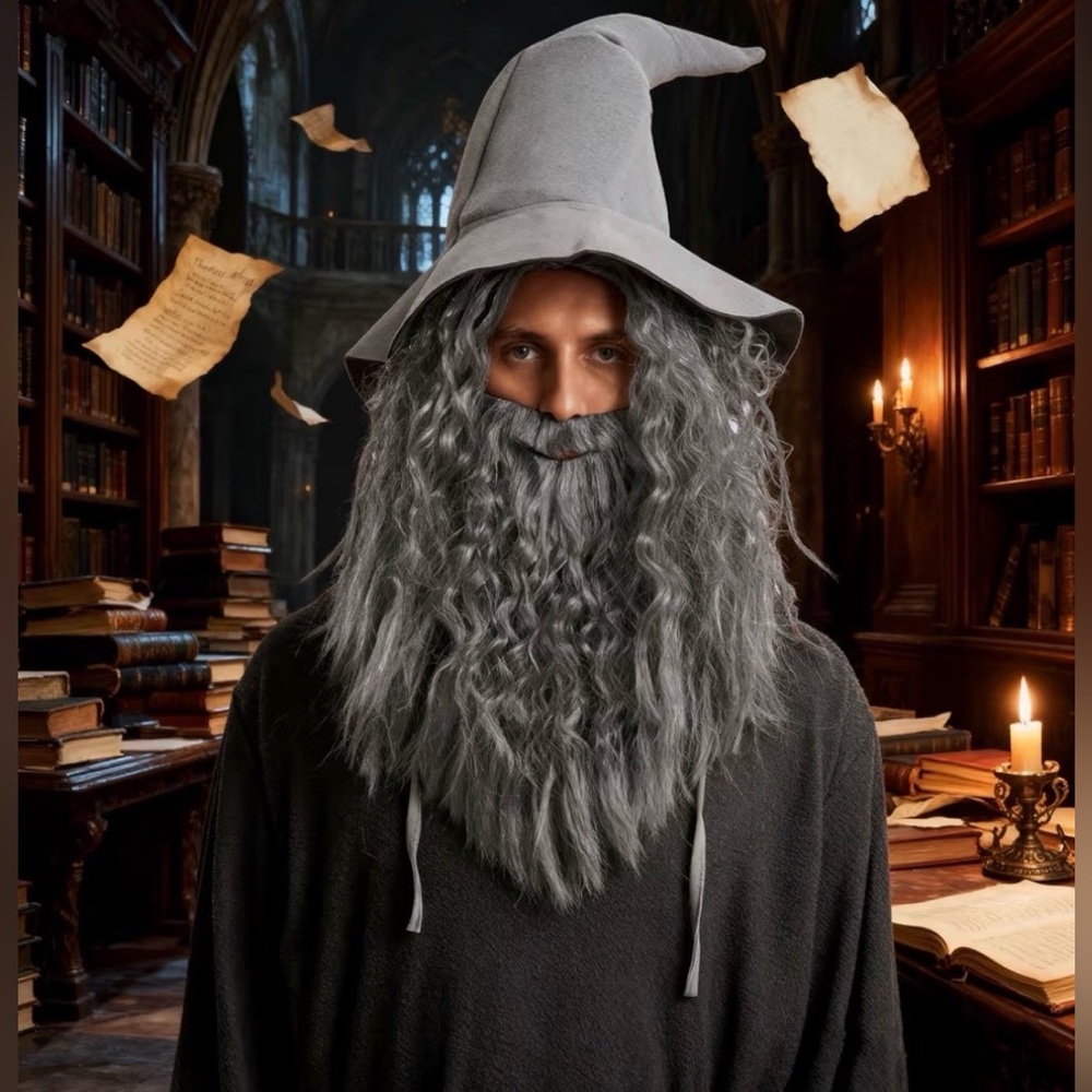Spooktacular Creations Halloween Grey Wizard Wig & Beard for Men Adults Cosplay - Picture 11 of 16